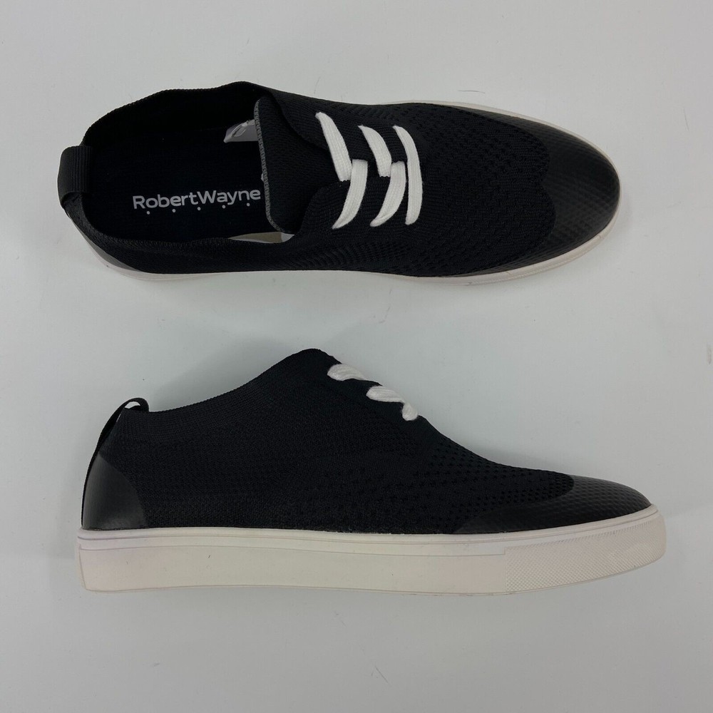 Robert Wayne Shoe Mens 9 Black White Casual Lace Up Datin Sneakers*